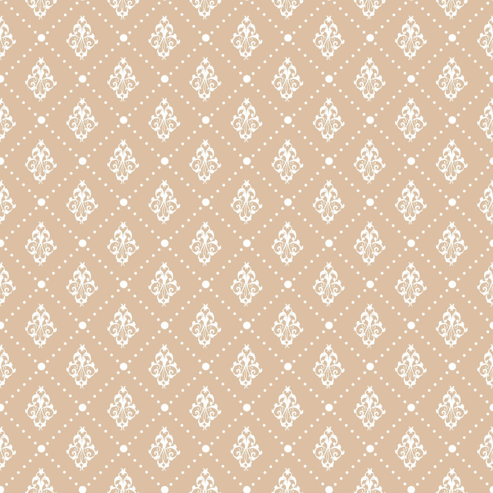 beige, cream, white, damask motifs, ornate flourishes, decorative scrollwork, polka dots, geometric pattern, repeating design, vintage style, elegant motifs,, fabric panel, country christmas, seasonal fabric, intricate details, dotted background, coordinating pattern, crafting material, sewing fabric