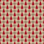 burgundy red, cream beige, taupe brown, christmas trees, evergreen silhouettes, plaid background, checkered pattern, geometric design, holiday theme, winter motif,, fabric panel, repeating pattern, festive colors, pine trees, country style, rustic charm, seasonal fabric, christmas crafting, cozy atmosphere