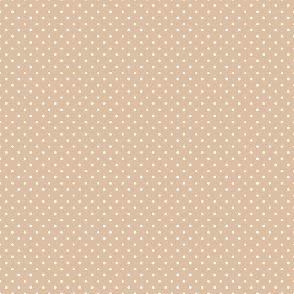 beige background, white polka dots, small dots, neutral colors, tan fabric, cream dots, geometric pattern, simple design,, fabric panel, country style, minimalist pattern, dotted fabric, cotton material, craft fabric, sewing fabric, christmas fabric, holiday quilting, warm beige, scattered dots
