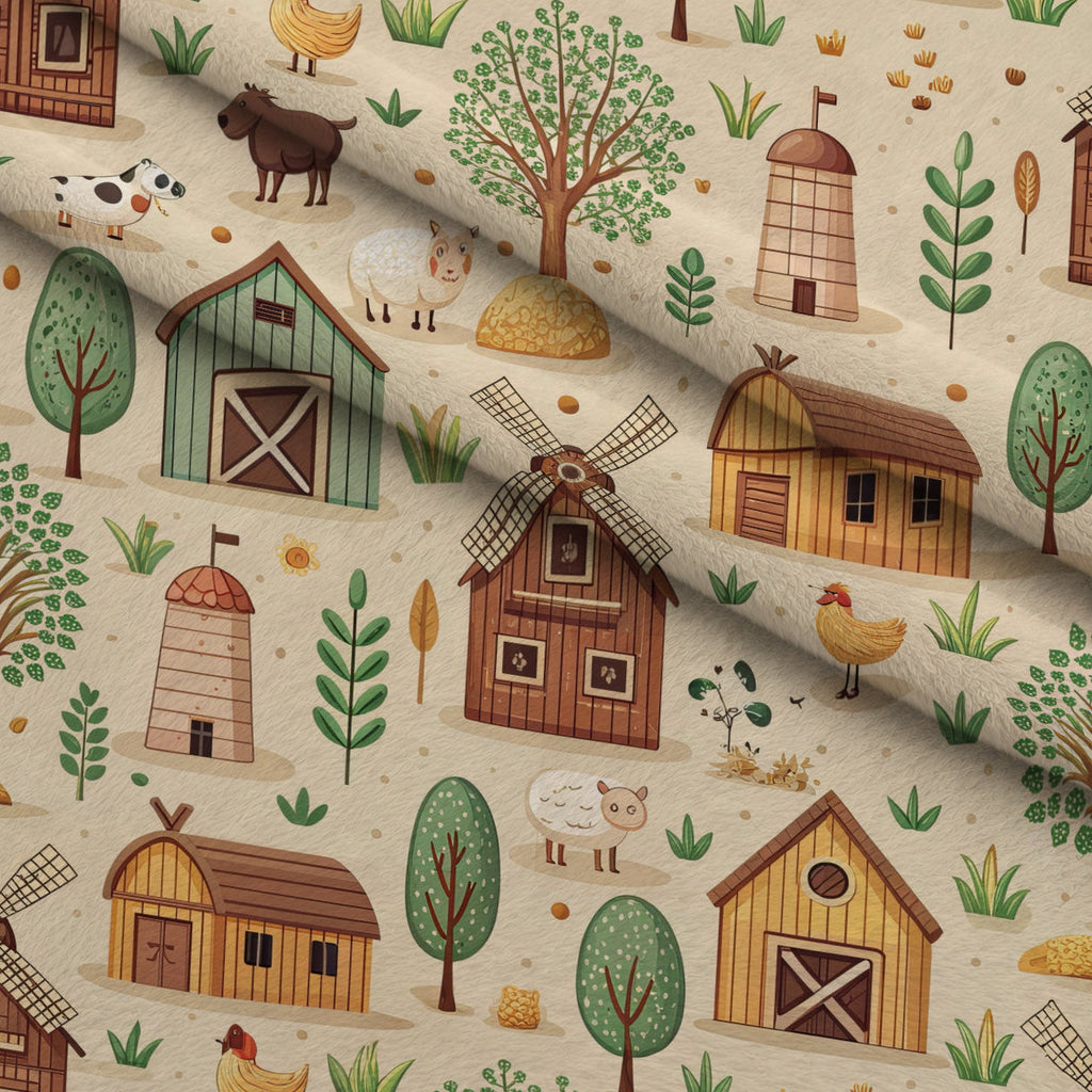 Countryside Charm Pattern 1 Fleece Fabric — fleece fabric folded close-up preview (mv-fleece-v1:lying)