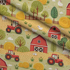 Countryside Charm Pattern 2 Fleece Fabric — fleece fabric folded close-up preview (mv-fleece-v1:lying)