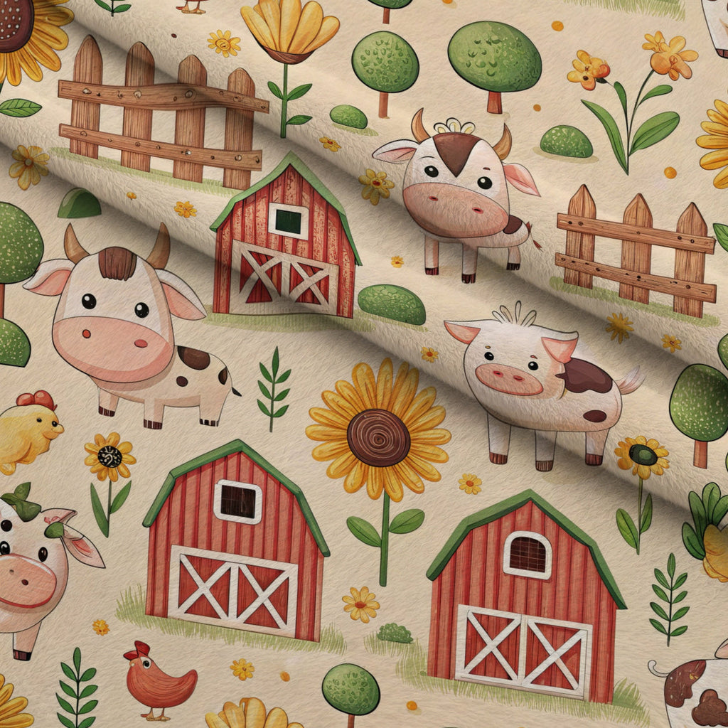 Countryside Charm Pattern 4 Fleece Fabric — fleece fabric folded close-up preview (mv-fleece-v1:lying)