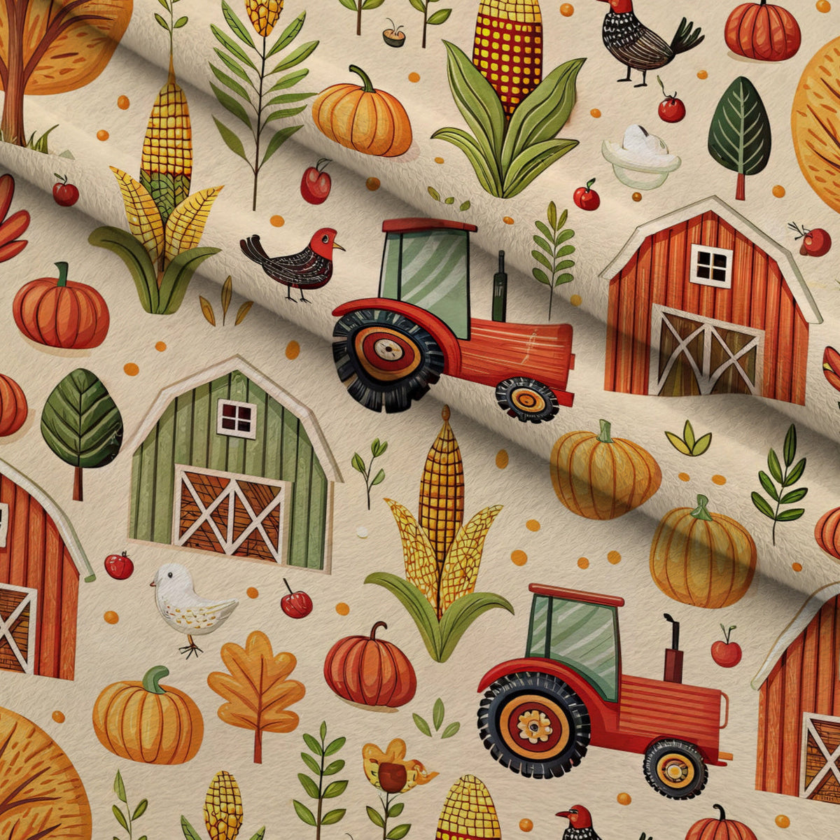 Countryside Charm Pattern 5 Fleece Fabric — fleece fabric folded close-up preview (mv-fleece-v1:lying)