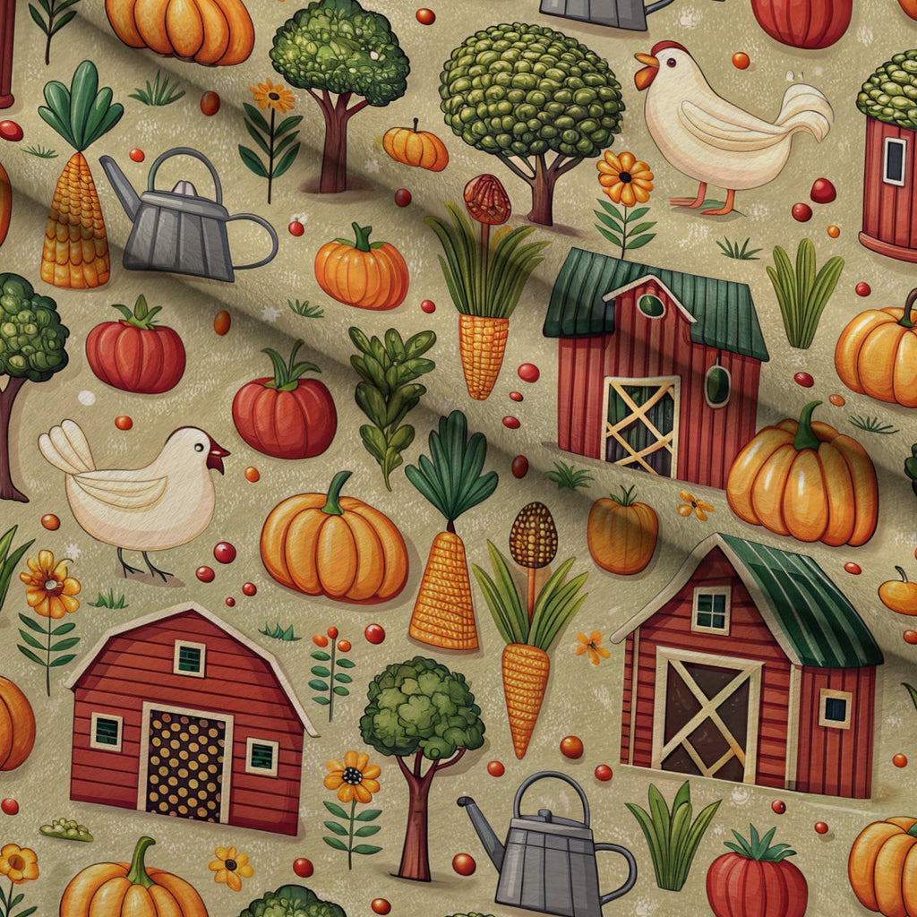 Countryside Charm Pattern 8 Fleece Fabric — fleece fabric folded close-up preview (mv-fleece-v1:lying)