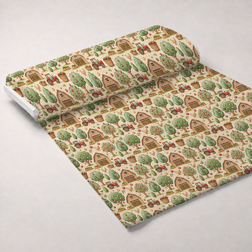 Countryside Charm Pattern 9 Fleece Fabric — fleece fabric unrolled bolt preview (mv-fleece-v1:bolt)