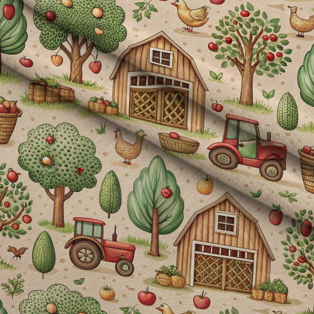 Countryside Charm Pattern 9 Fleece Fabric — fleece fabric folded close-up preview (mv-fleece-v1:lying)