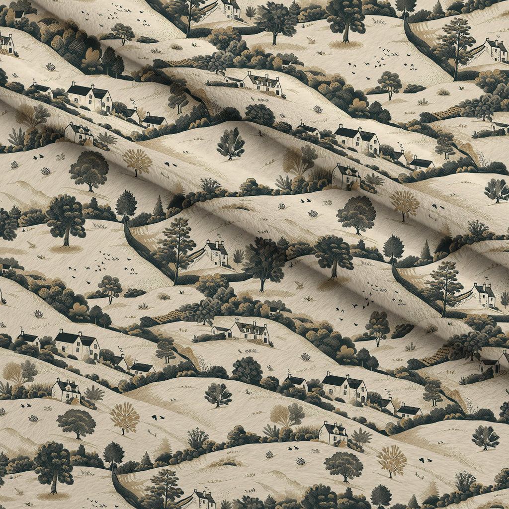 Countryside Cottages Pattern 3 Fleece Fabric — fleece fabric folded close-up preview (mv-fleece-v1:lying)