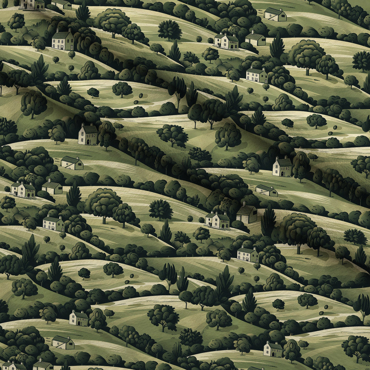 Countryside Cottages Pattern 9 Fleece Fabric — fleece fabric folded close-up preview (mv-fleece-v1:lying)