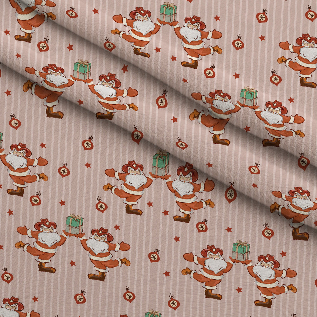 Cowboy Christmas Pattern 1 Fleece Fabric — fleece fabric folded close-up preview (mv-fleece-v1:lying)