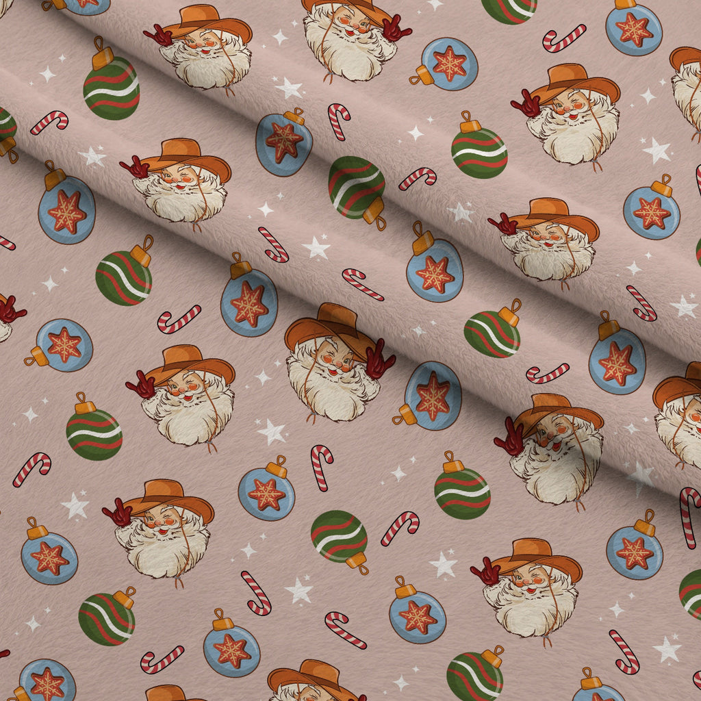 Cowboy Christmas Pattern 4 Fleece Fabric — fleece fabric folded close-up preview (mv-fleece-v1:lying)