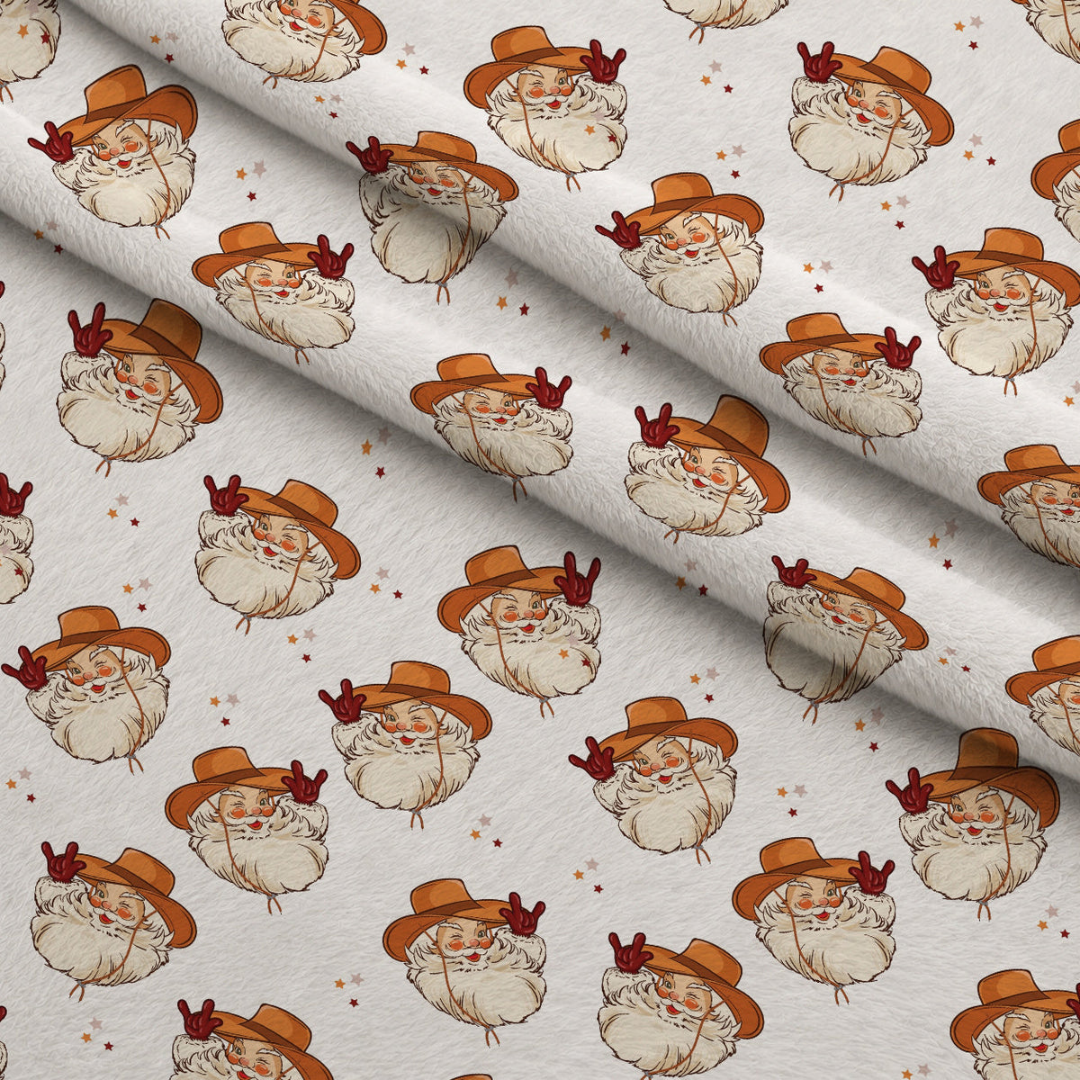 Cowboy Christmas Pattern 8 Fleece Fabric — fleece fabric folded close-up preview (mv-fleece-v1:lying)