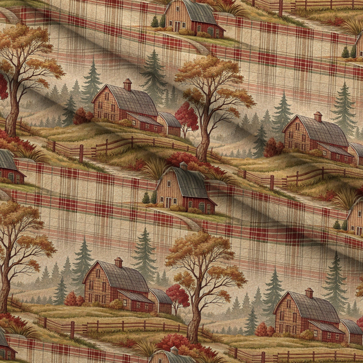 Cozy Cabin Tartan Pattern 1 Fleece Fabric — fleece fabric folded close-up preview (mv-fleece-v1:lying)