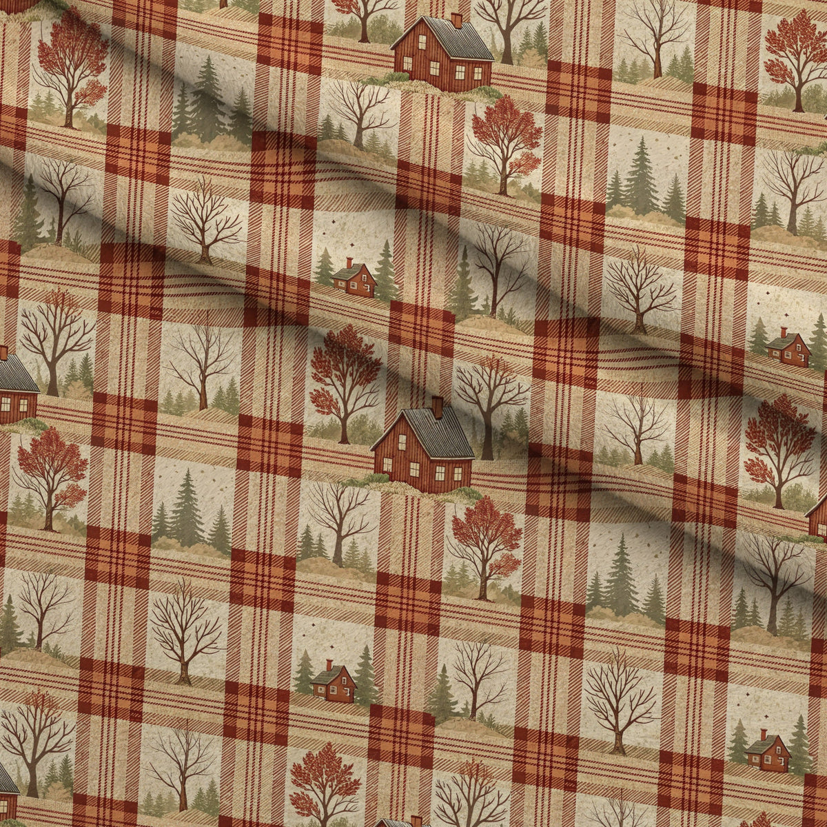 Cozy Cabin Tartan Pattern 10 Fleece Fabric — fleece fabric folded close-up preview (mv-fleece-v1:lying)