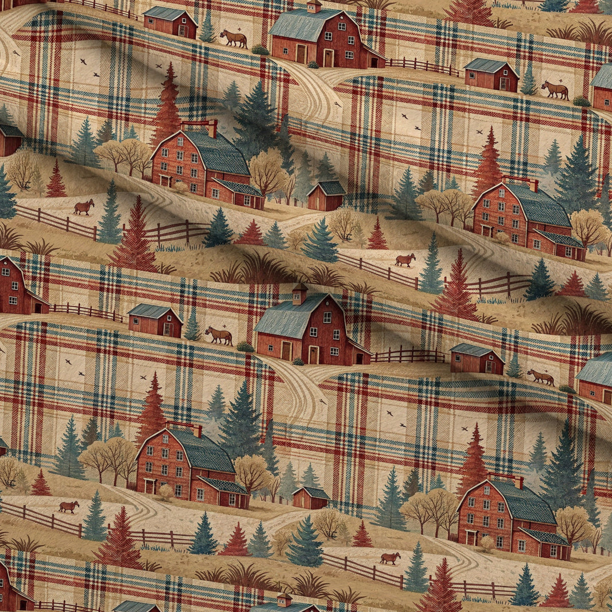 Cozy Cabin Tartan Pattern 4 Fleece Fabric — fleece fabric folded close-up preview (mv-fleece-v1:lying)