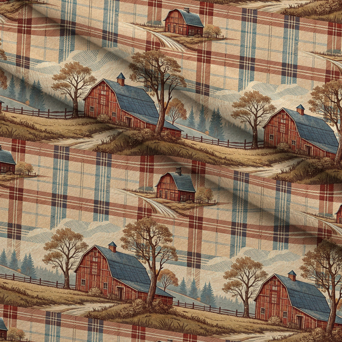 Cozy Cabin Tartan Pattern 5 Fleece Fabric — fleece fabric folded close-up preview (mv-fleece-v1:lying)