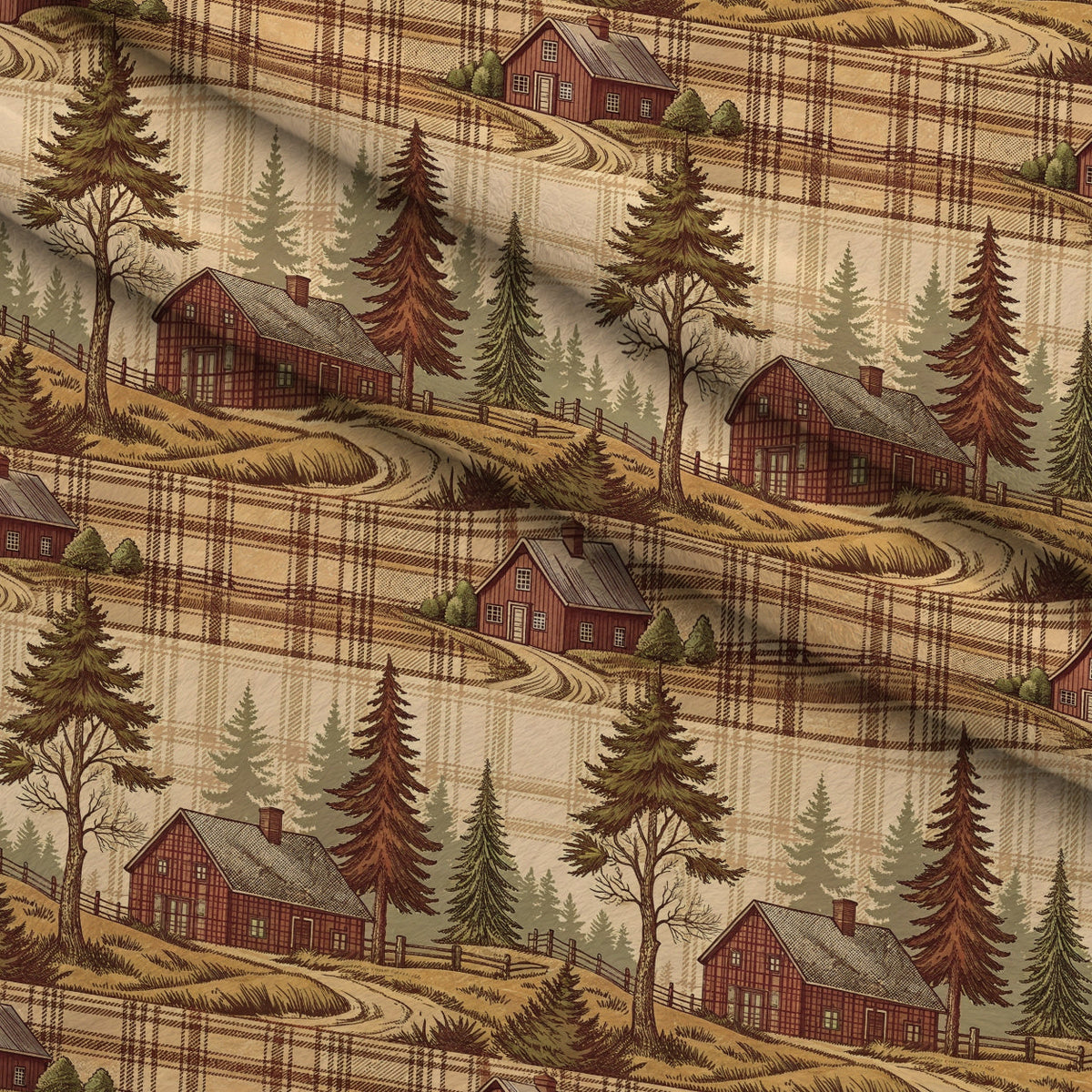 Cozy Cabin Tartan Pattern 6 Fleece Fabric — fleece fabric folded close-up preview (mv-fleece-v1:lying)