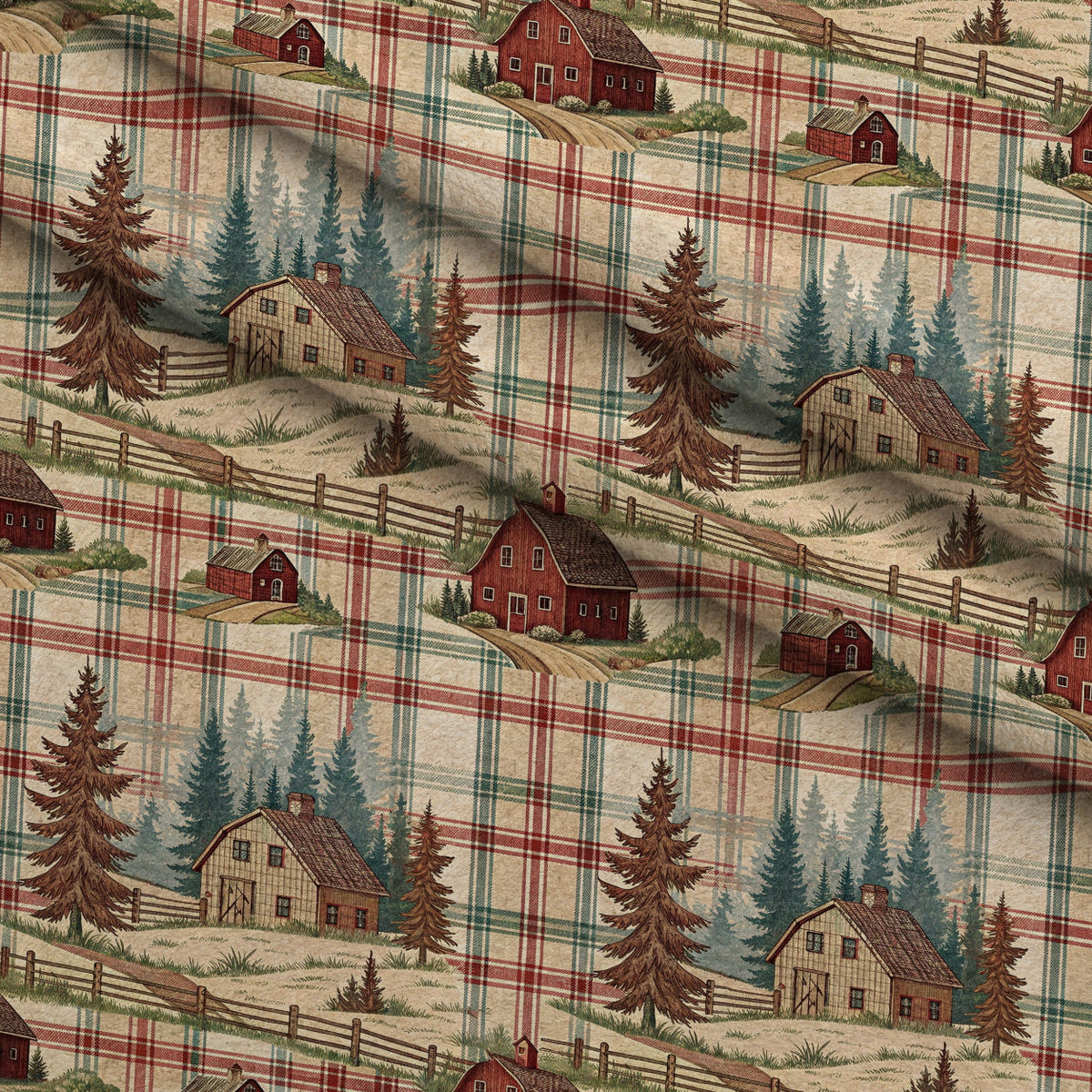 Cozy Cabin Tartan Pattern 7 Fleece Fabric — fleece fabric folded close-up preview (mv-fleece-v1:lying)