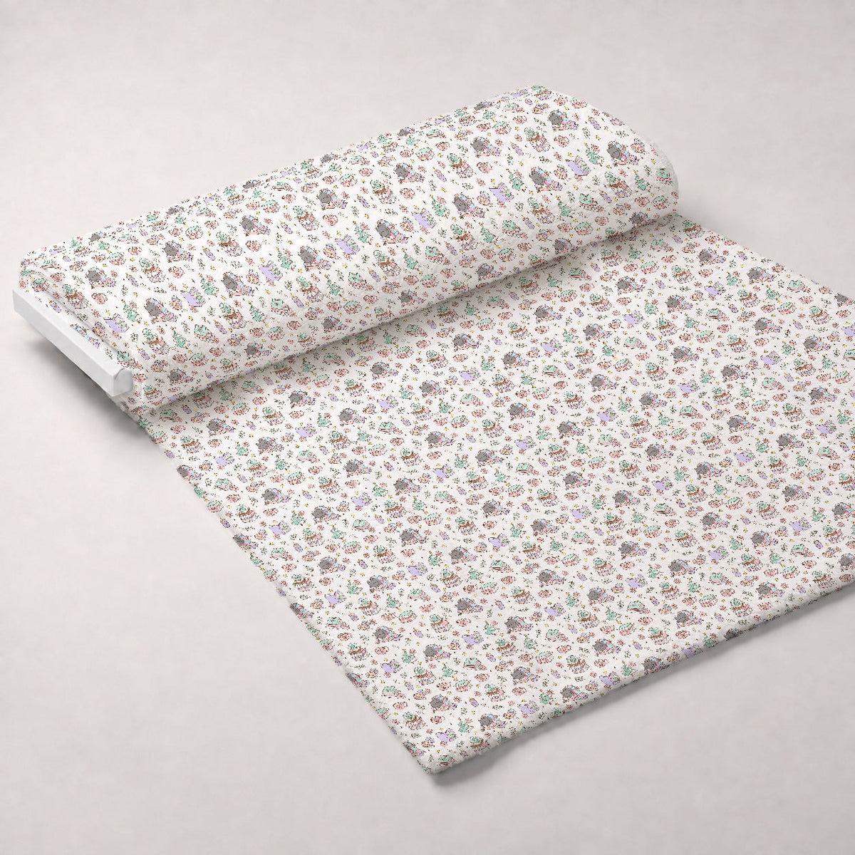 Cozy Cats Pattern Fleece Fabric — fleece fabric unrolled bolt preview (mv-fleece-v1:bolt)