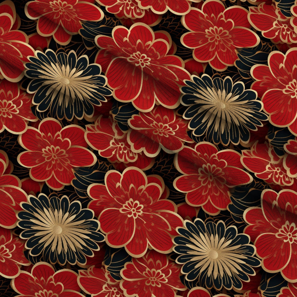 Crimson Festival Glow Pattern 10 Fleece Fabric — fleece fabric folded close-up preview (mv-fleece-v1:lying)
