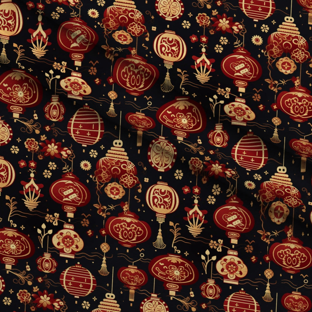 Crimson Festival Glow Pattern 11 Fleece Fabric — fleece fabric folded close-up preview (mv-fleece-v1:lying)