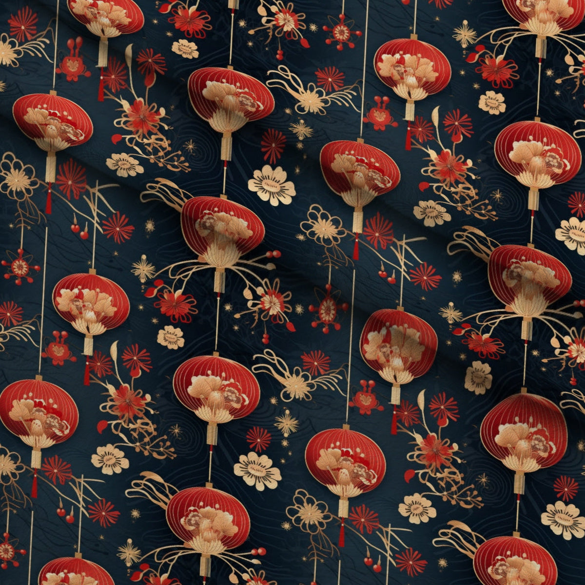 Crimson Festival Glow Pattern 2 Fleece Fabric — fleece fabric folded close-up preview (mv-fleece-v1:lying)