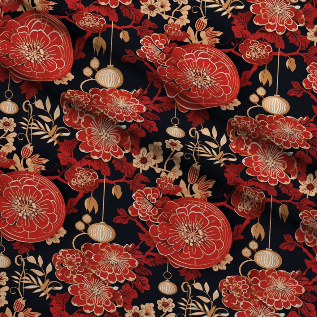 Crimson Festival Glow Pattern 3 Fleece Fabric — fleece fabric folded close-up preview (mv-fleece-v1:lying)