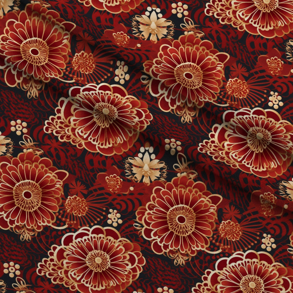 Crimson Festival Glow Pattern 4 Fleece Fabric — fleece fabric folded close-up preview (mv-fleece-v1:lying)