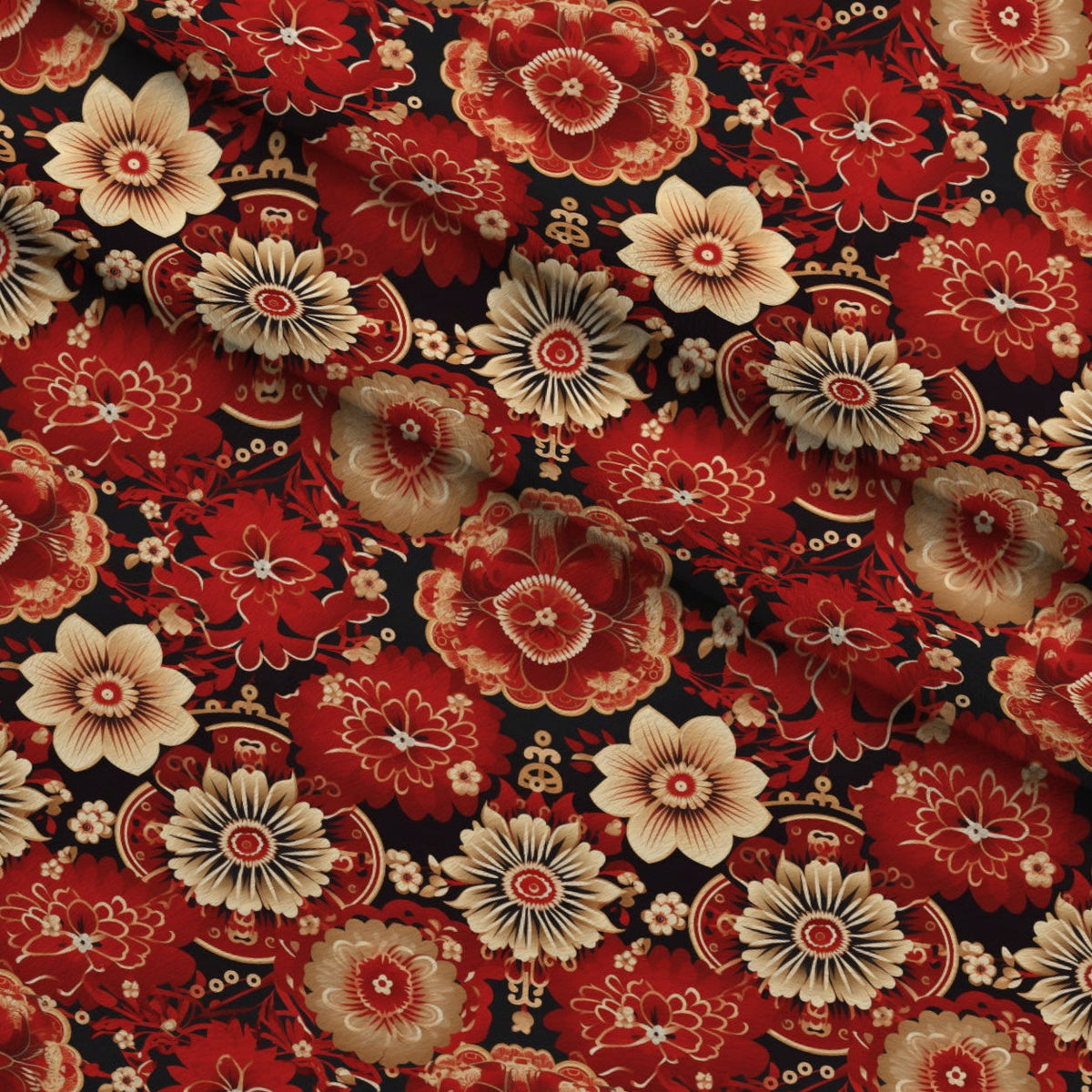 Crimson Festival Glow Pattern 5 Fleece Fabric — fleece fabric folded close-up preview (mv-fleece-v1:lying)