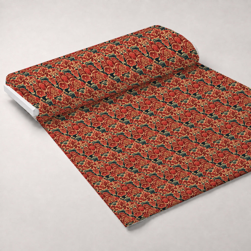 Crimson Festival Glow Pattern 6 Fleece Fabric — fleece fabric unrolled bolt preview (mv-fleece-v1:bolt)