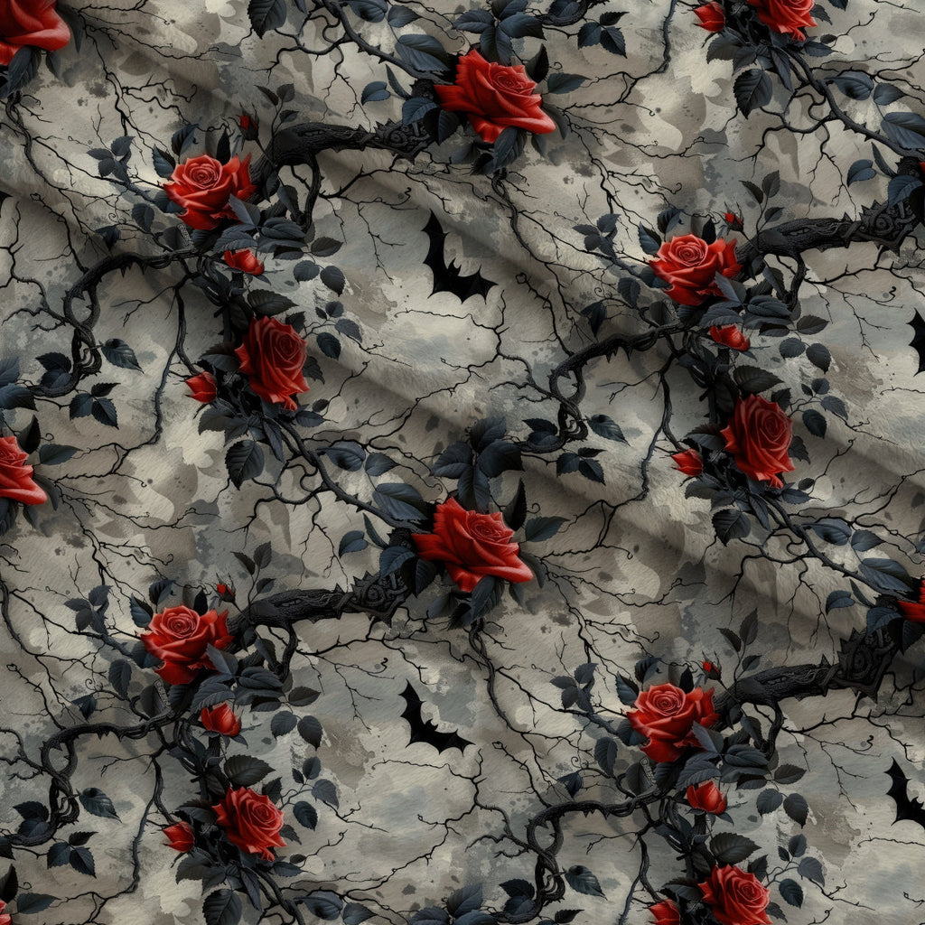 Crimson Thorns Pattern 10 Fleece Fabric — fleece fabric folded close-up preview (mv-fleece-v1:lying)