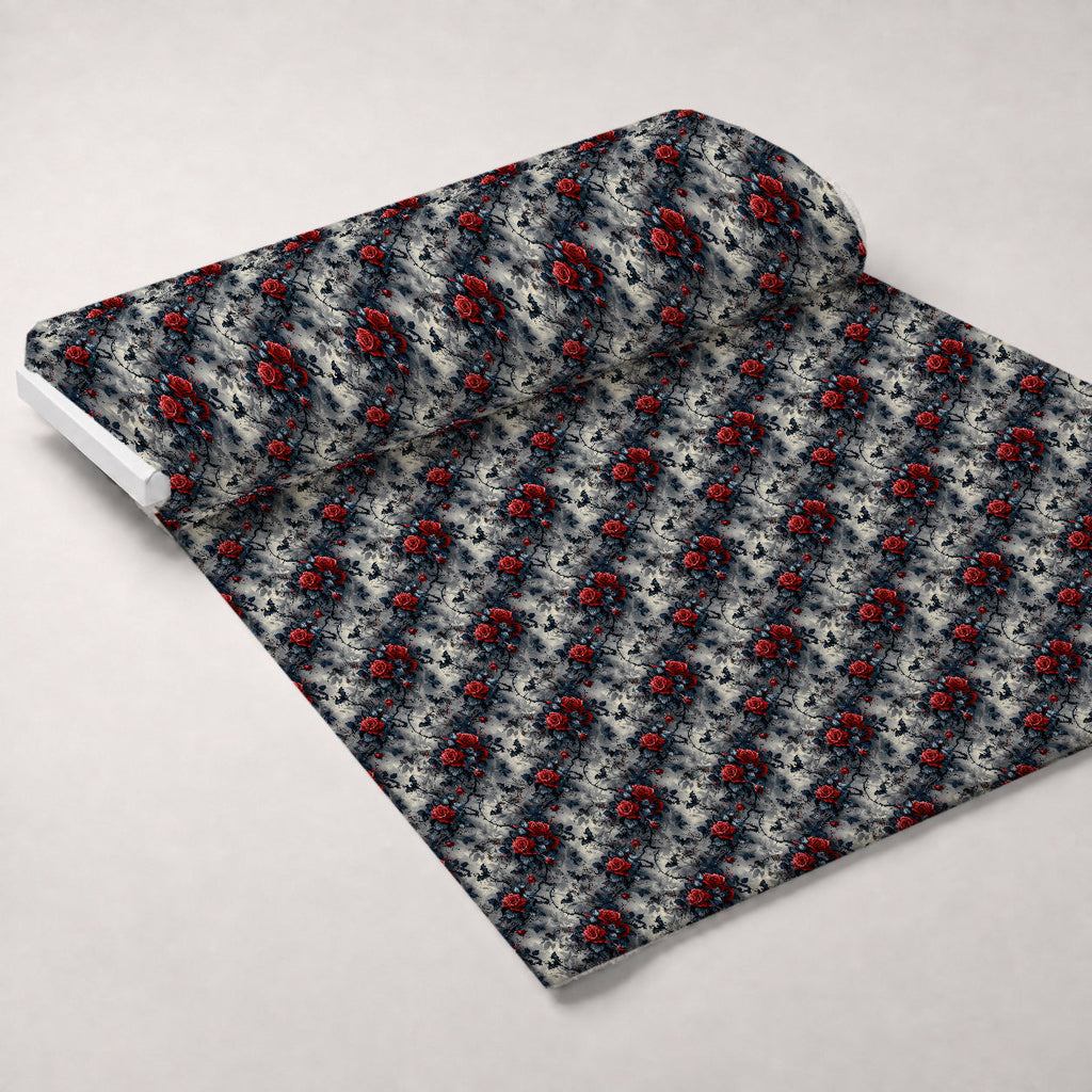 Crimson Thorns Pattern 12 Fleece Fabric — fleece fabric unrolled bolt preview (mv-fleece-v1:bolt)