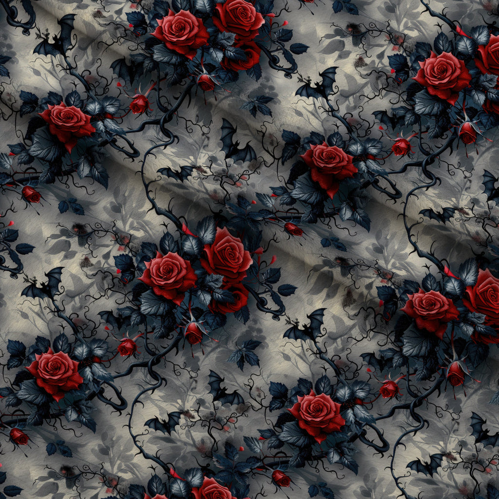 Crimson Thorns Pattern 12 Fleece Fabric — fleece fabric folded close-up preview (mv-fleece-v1:lying)