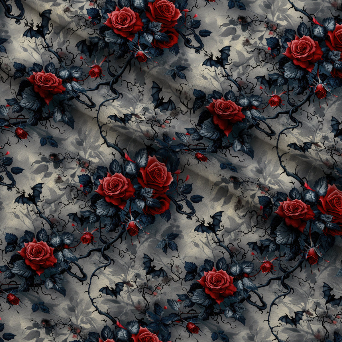 Crimson Thorns Pattern 12 Fleece Fabric — fleece fabric folded close-up preview (mv-fleece-v1:lying)