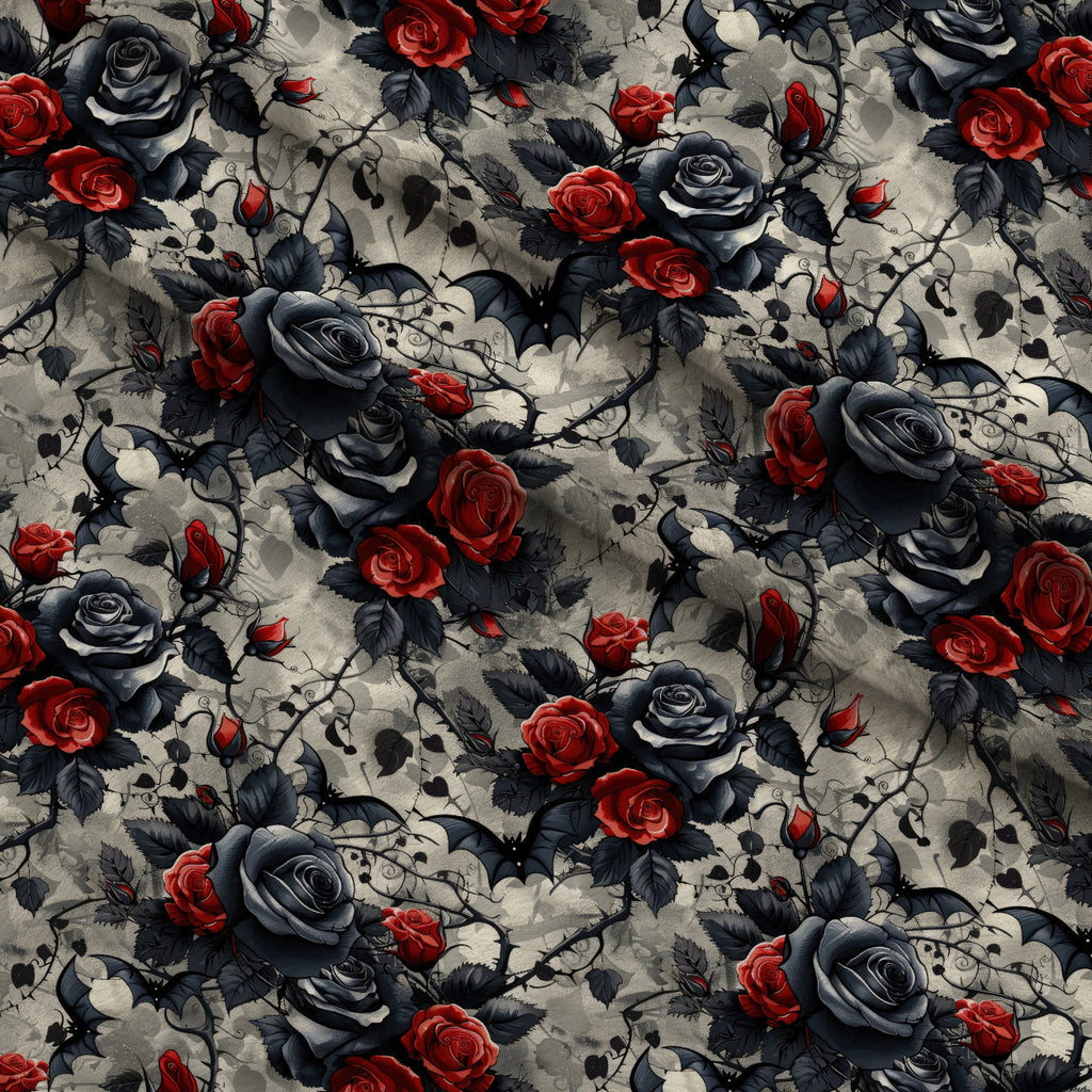 Crimson Thorns Pattern 3 Fleece Fabric — fleece fabric folded close-up preview (mv-fleece-v1:lying)