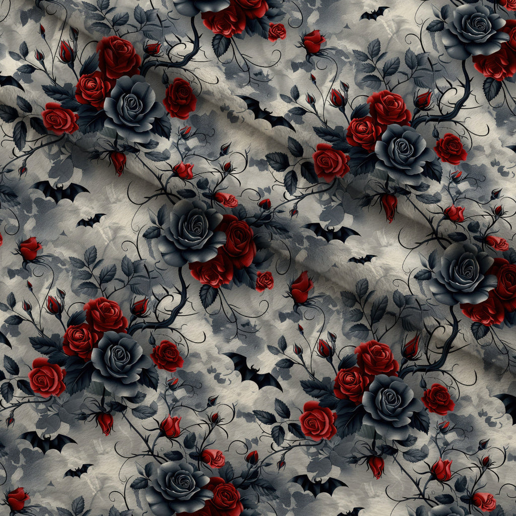 Crimson Thorns Pattern 4 Fleece Fabric — fleece fabric folded close-up preview (mv-fleece-v1:lying)