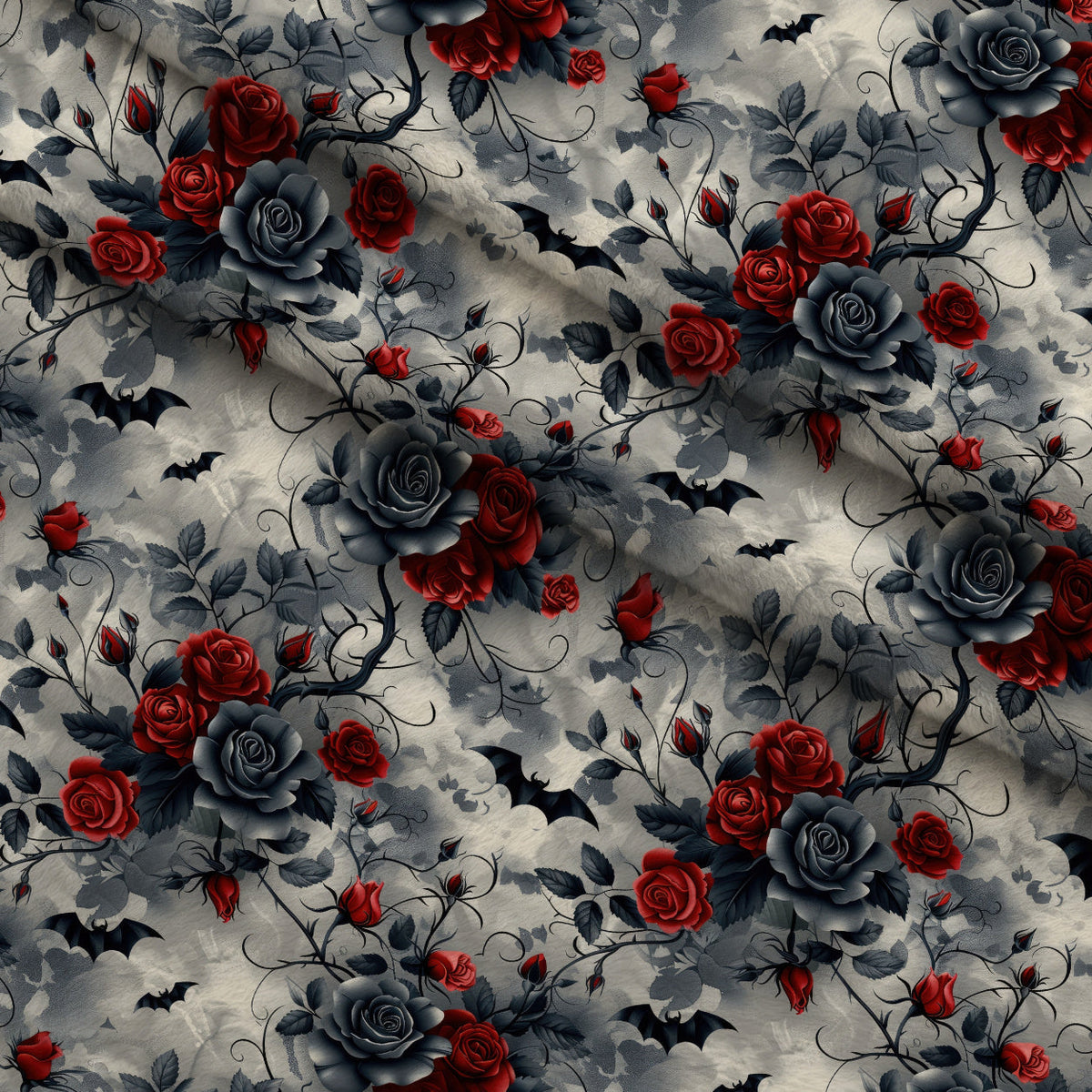 Crimson Thorns Pattern 4 Fleece Fabric — fleece fabric folded close-up preview (mv-fleece-v1:lying)