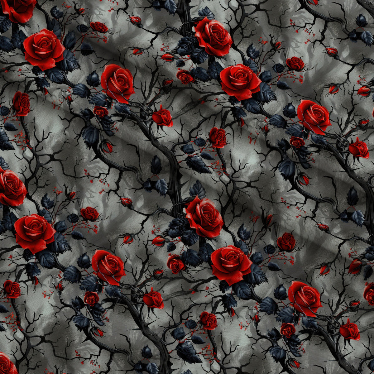 Crimson Thorns Pattern 5 Fleece Fabric — fleece fabric folded close-up preview (mv-fleece-v1:lying)