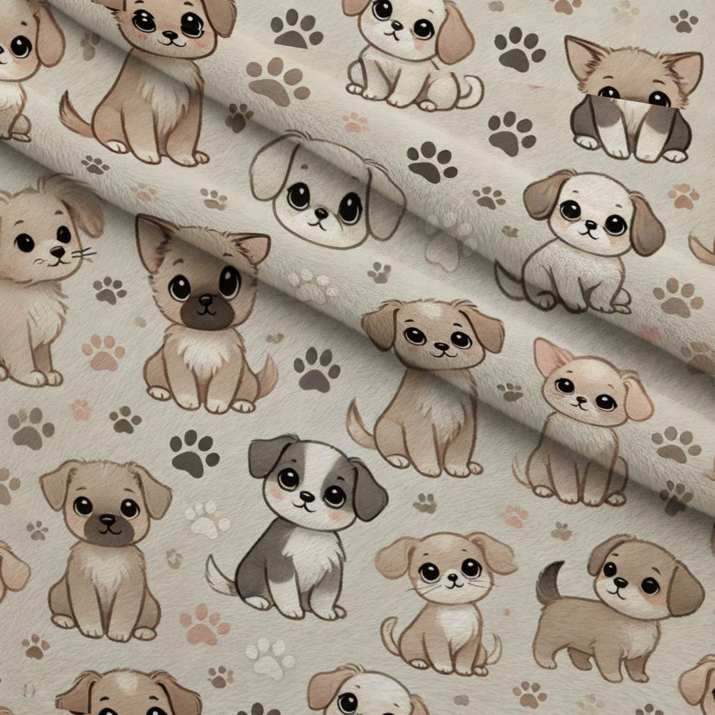 Cubist Canines Pattern 1 Fleece Fabric — fleece fabric folded close-up preview (mv-fleece-v1:lying)
