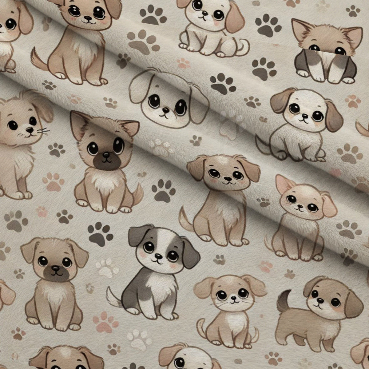 Cubist Canines Pattern 1 Fleece Fabric — fleece fabric folded close-up preview (mv-fleece-v1:lying)