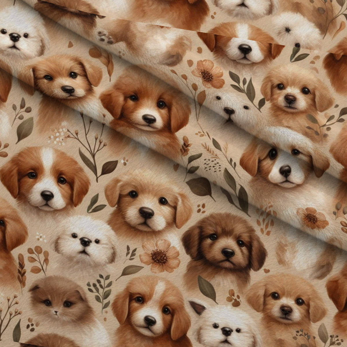 Cubist Canines Pattern 10 Fleece Fabric — fleece fabric folded close-up preview (mv-fleece-v1:lying)