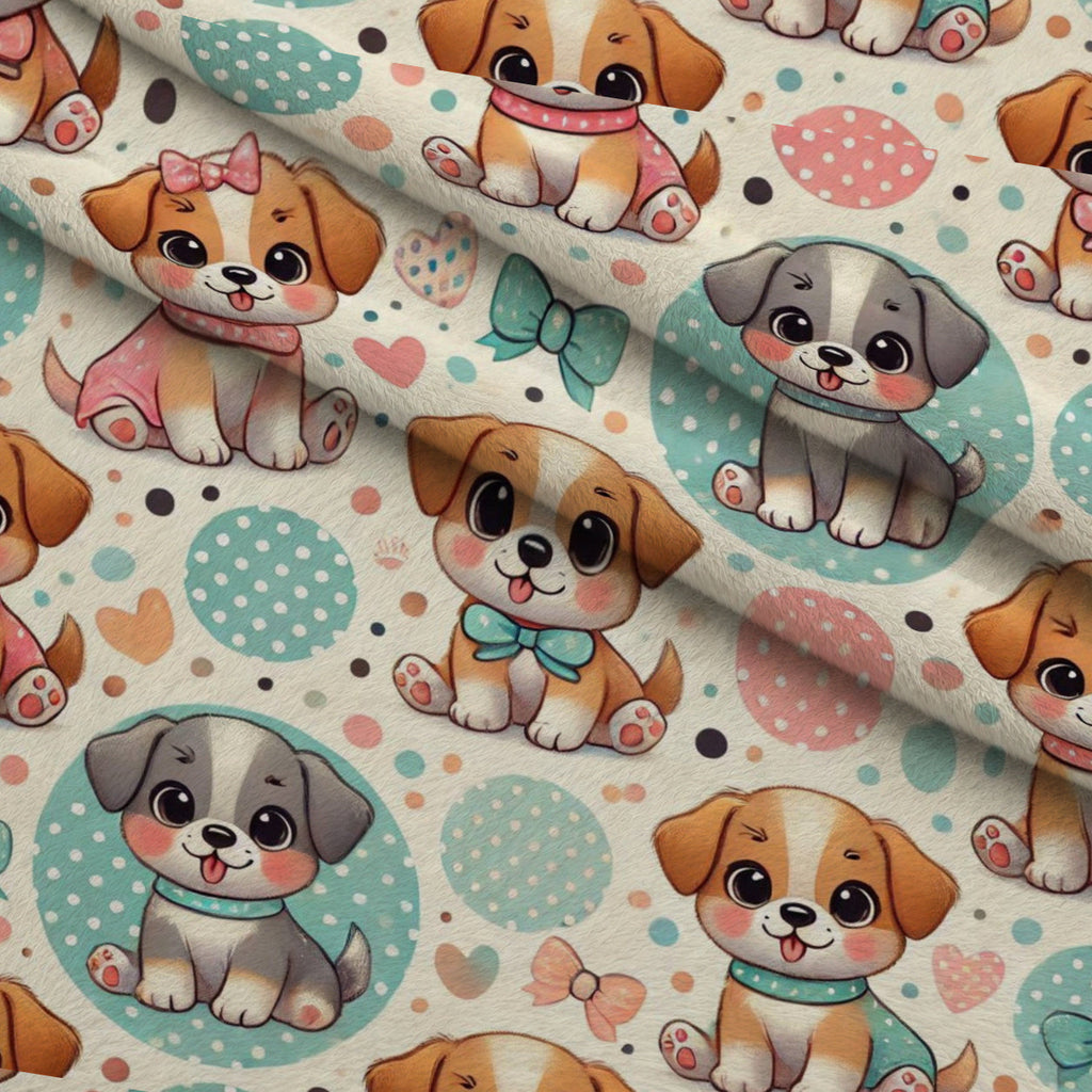 Cubist Canines Pattern 11 Fleece Fabric — fleece fabric folded close-up preview (mv-fleece-v1:lying)