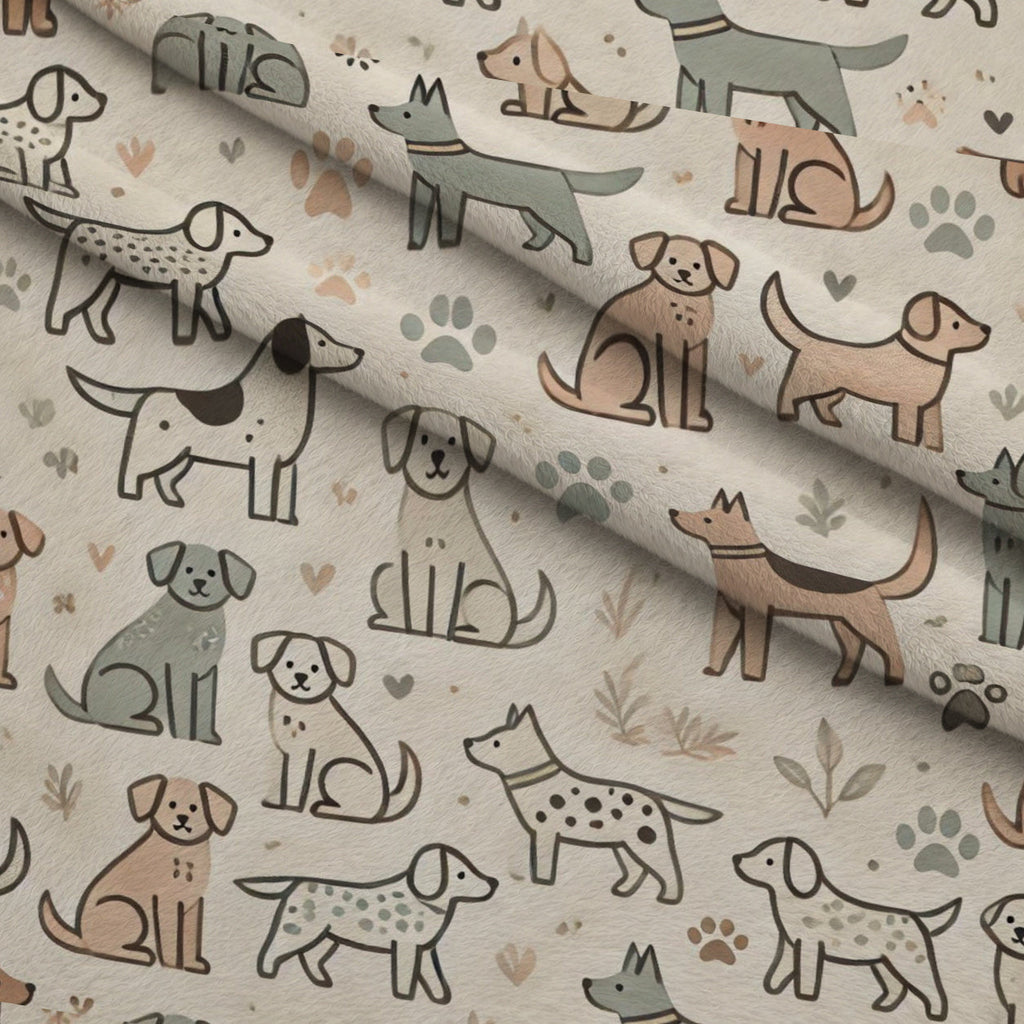 Cubist Canines Pattern 12 Fleece Fabric — fleece fabric folded close-up preview (mv-fleece-v1:lying)