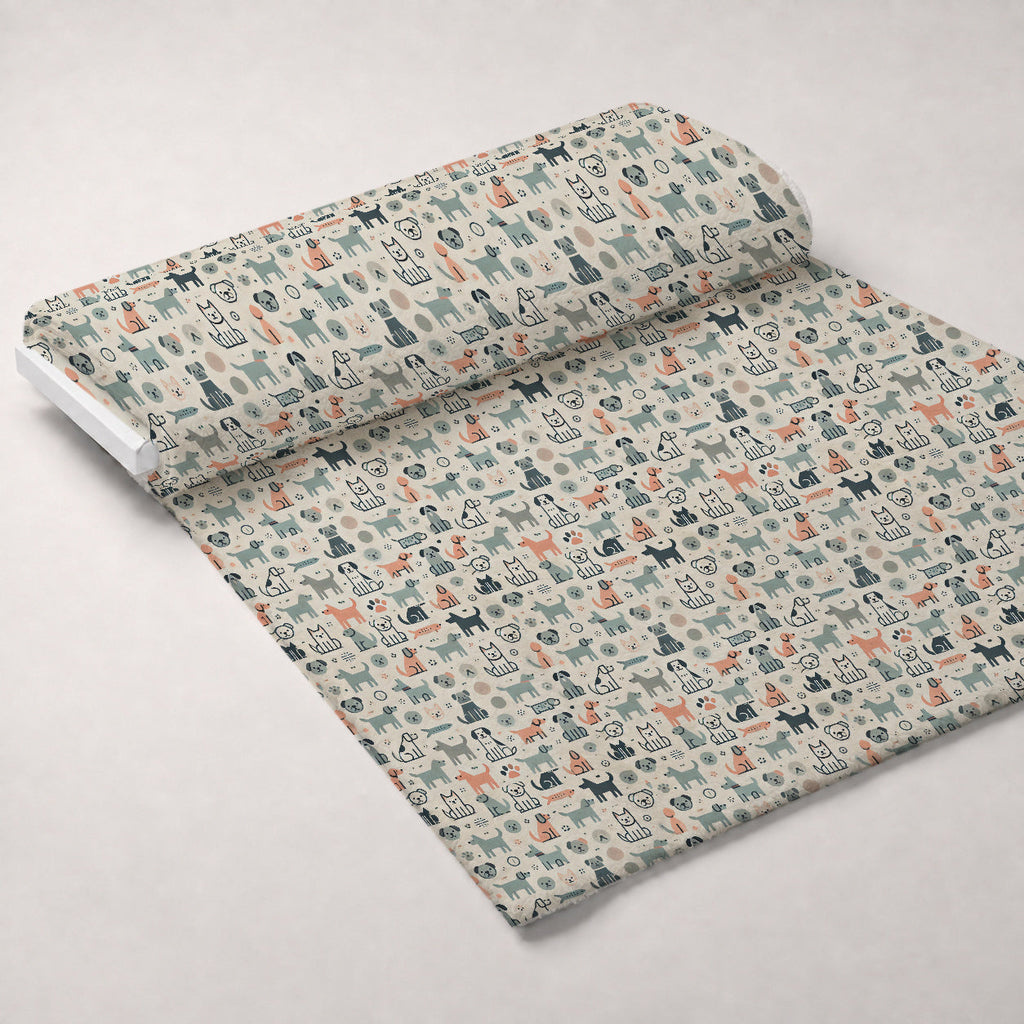 Cubist Canines Pattern 13 Fleece Fabric — fleece fabric unrolled bolt preview (mv-fleece-v1:bolt)