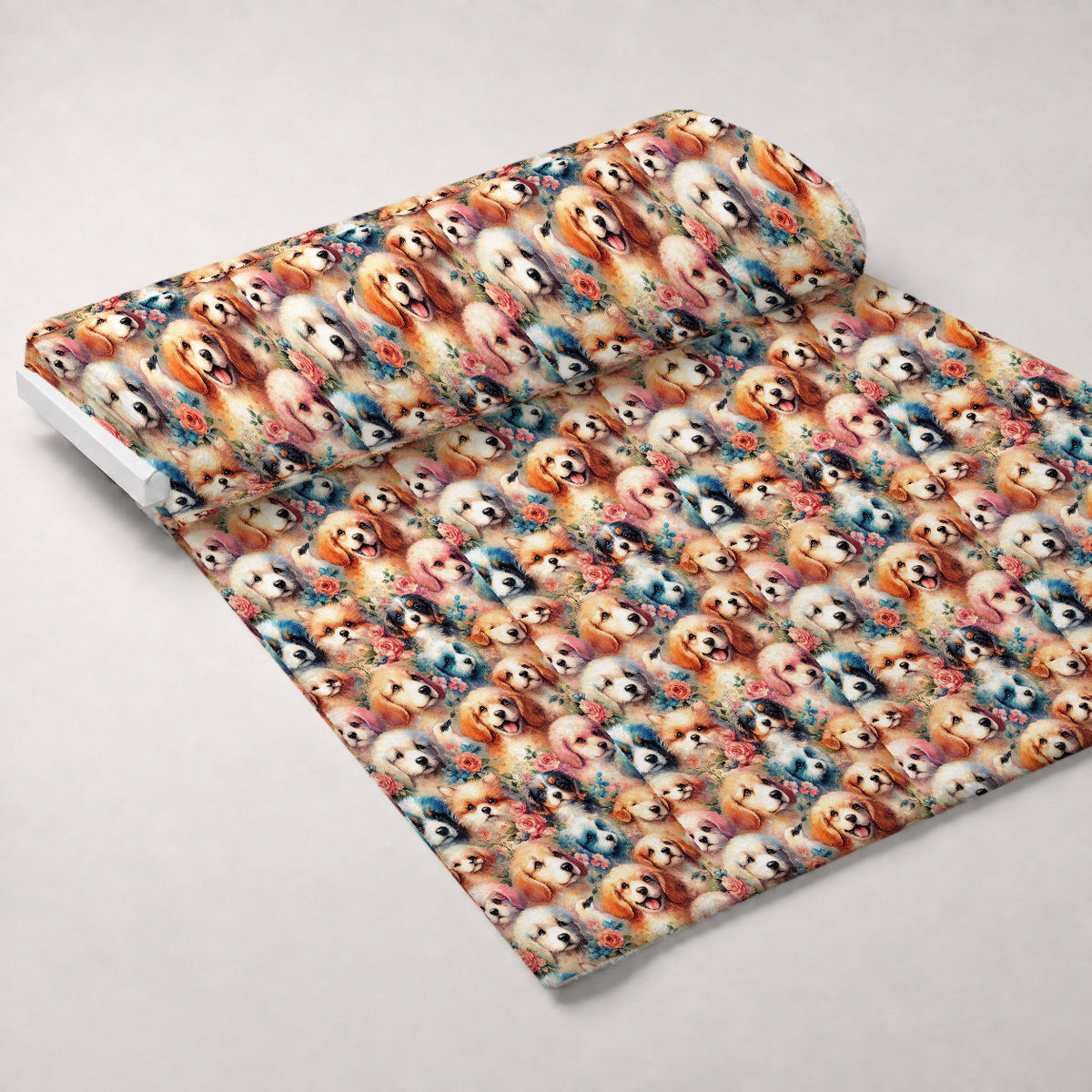 Cubist Canines Pattern 14 Fleece Fabric — fleece fabric unrolled bolt preview (mv-fleece-v1:bolt)