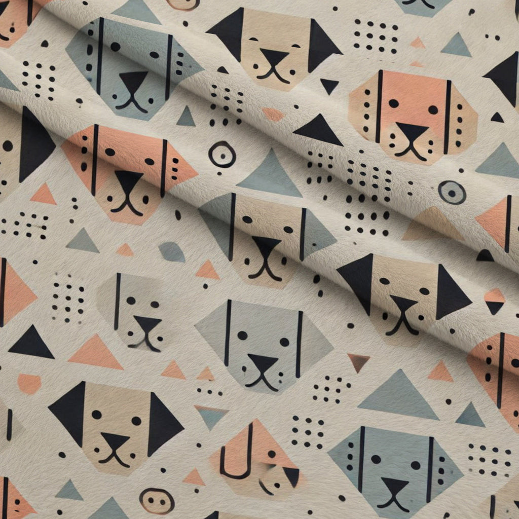 Cubist Canines Pattern 15 Fleece Fabric — fleece fabric folded close-up preview (mv-fleece-v1:lying)