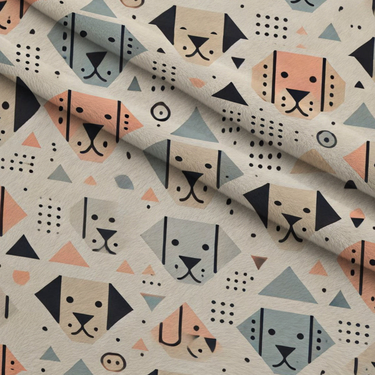 Cubist Canines Pattern 15 Fleece Fabric — fleece fabric folded close-up preview (mv-fleece-v1:lying)