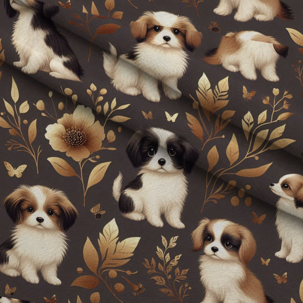 Cubist Canines Pattern 18 Fleece Fabric — fleece fabric folded close-up preview (mv-fleece-v1:lying)