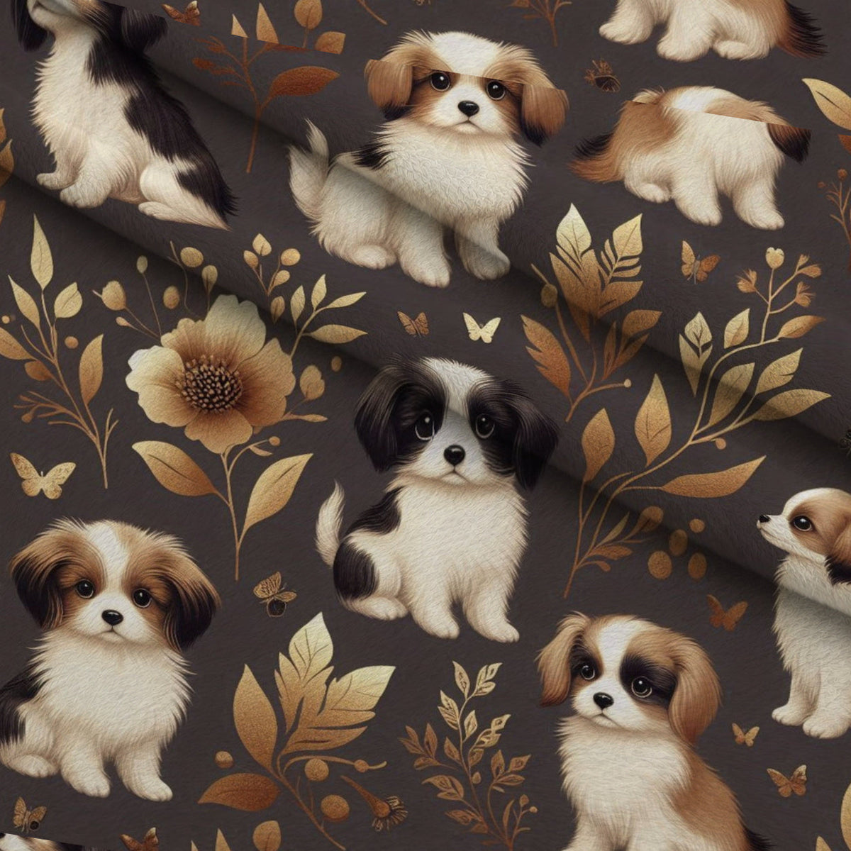 Cubist Canines Pattern 18 Fleece Fabric — fleece fabric folded close-up preview (mv-fleece-v1:lying)
