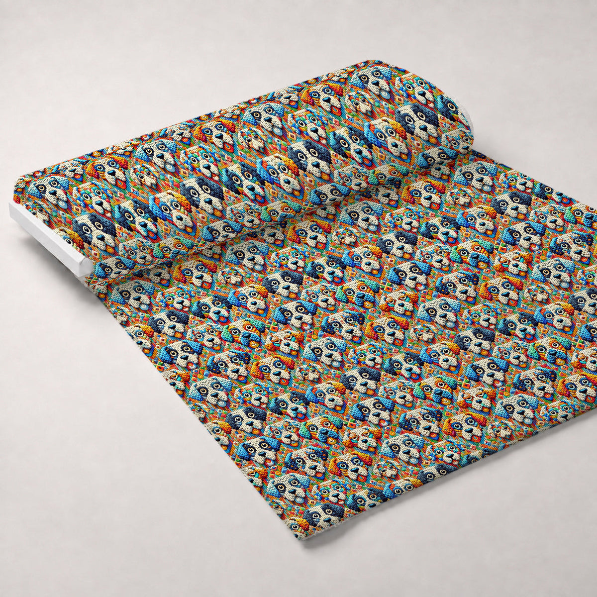 Cubist Canines Pattern 2 Fleece Fabric — fleece fabric unrolled bolt preview (mv-fleece-v1:bolt)