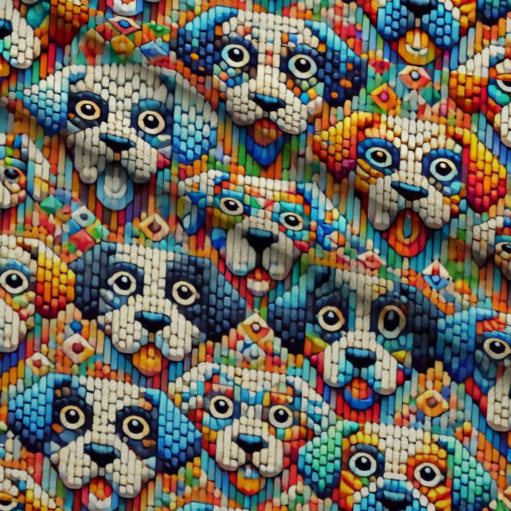 Cubist Canines Pattern 2 Fleece Fabric — fleece fabric folded close-up preview (mv-fleece-v1:lying)